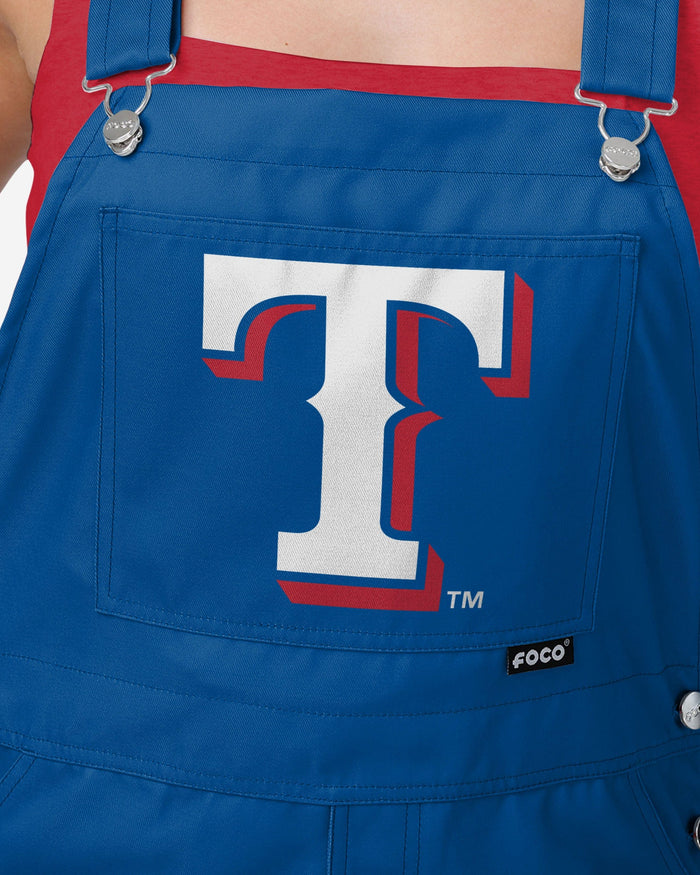 Texas Rangers Womens Big Logo Bib Overalls FOCO - FOCO.com