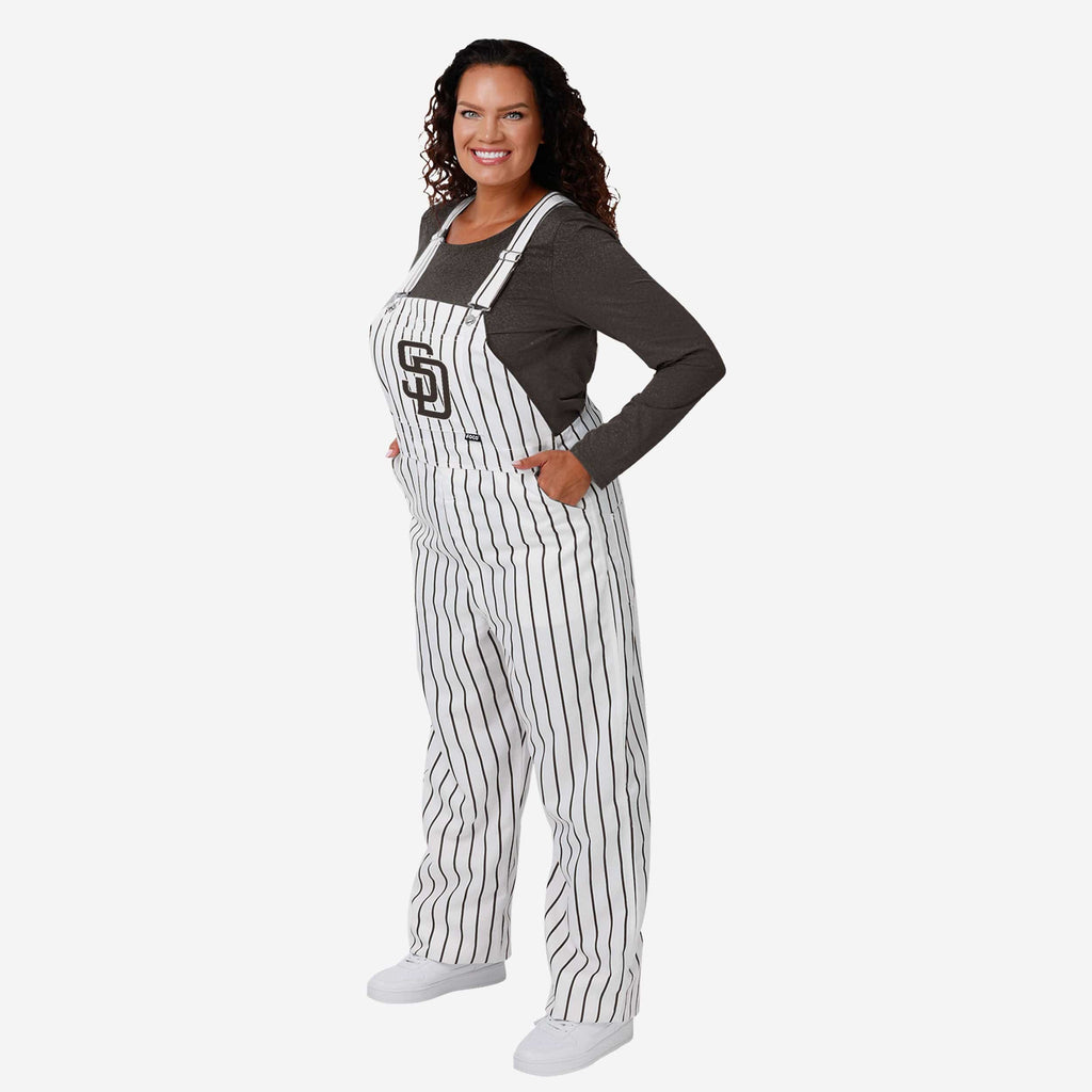 San Diego Padres Womens Pinstripe Bib Overalls FOCO XS - FOCO.com