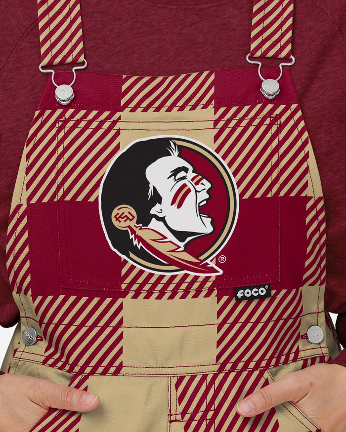 Florida State Seminoles Womens Plaid Bib Overalls FOCO - FOCO.com