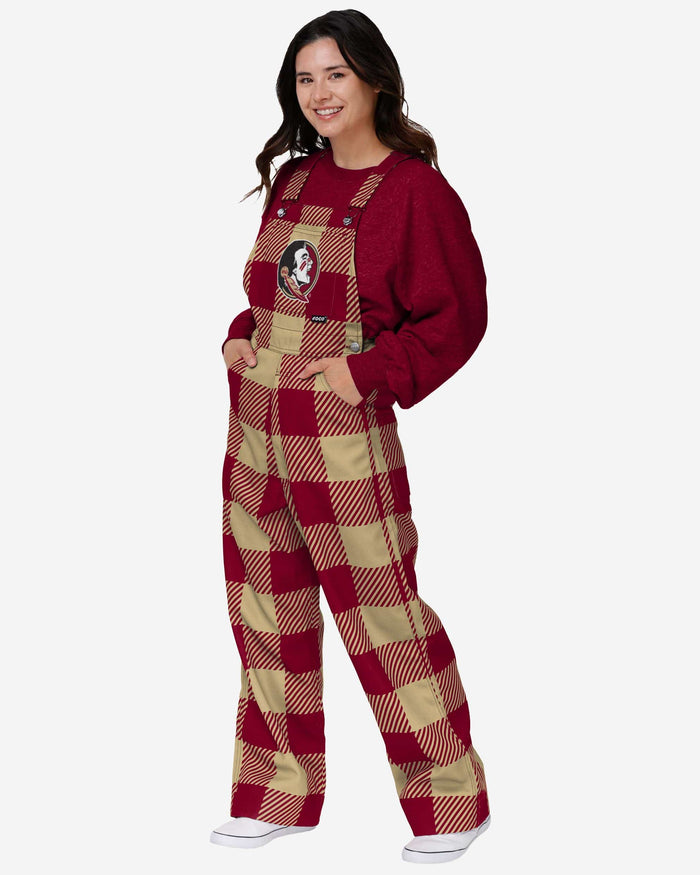 Florida State Seminoles Womens Plaid Bib Overalls FOCO XS - FOCO.com