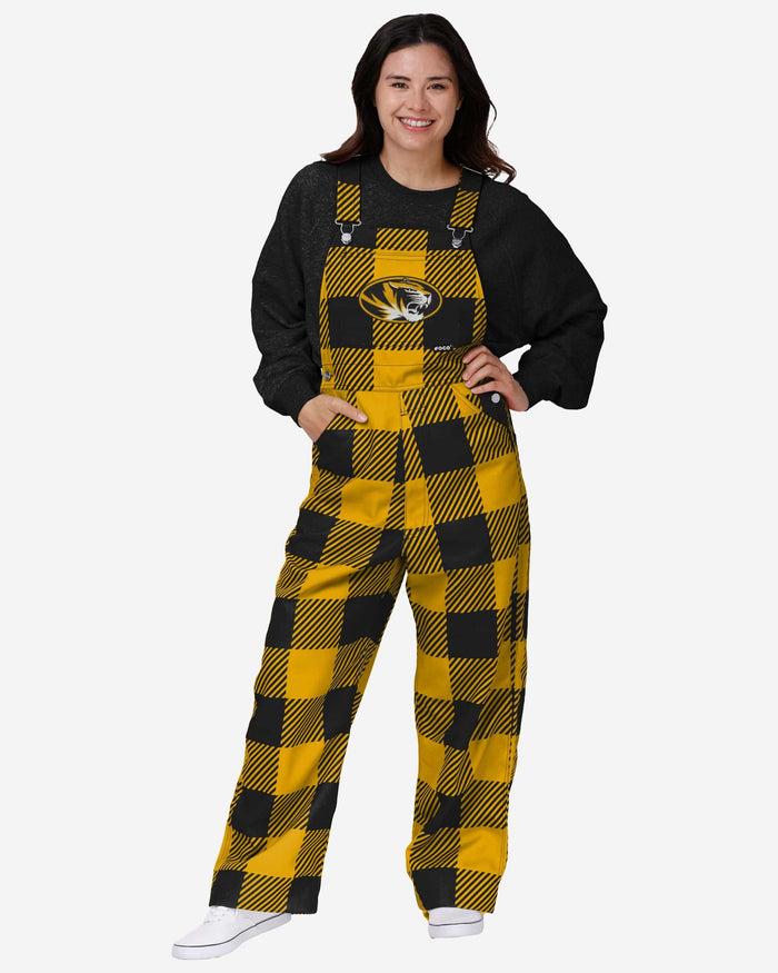 Missouri Tigers Womens Plaid Bib Overalls FOCO XS - FOCO.com