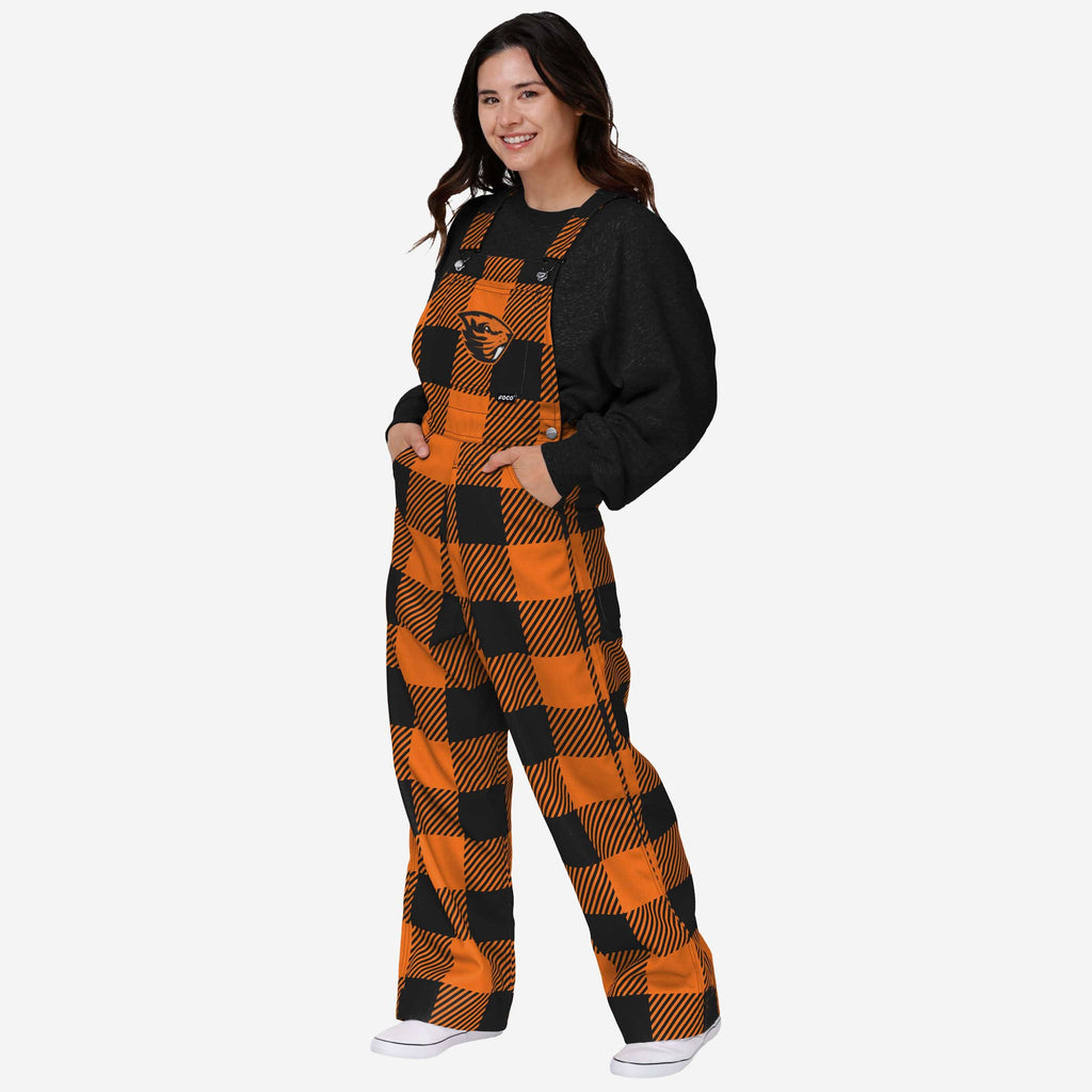 Oregon State Beavers Womens Plaid Bib Overalls FOCO XS - FOCO.com