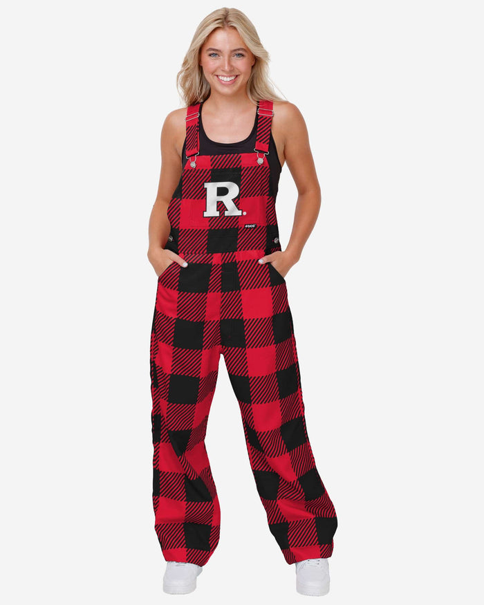 Rutgers Scarlet Knights Womens Plaid Bib Overalls FOCO XS - FOCO.com