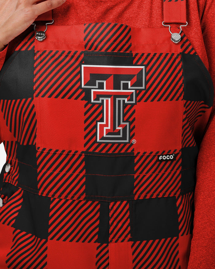 Texas Tech Red Raiders Womens Plaid Bib Overalls FOCO - FOCO.com