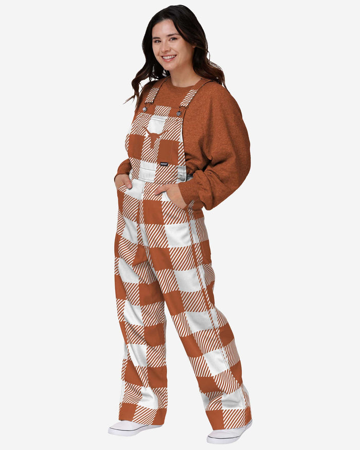 Texas Longhorns Womens Plaid Bib Overalls FOCO XS - FOCO.com