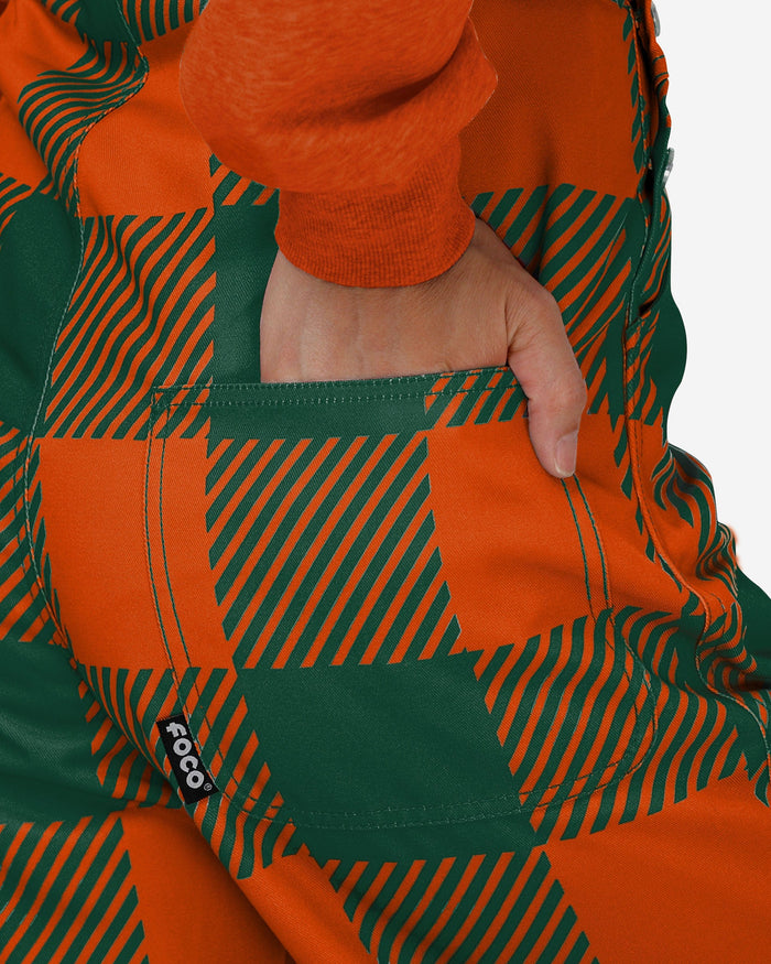 Miami Hurricanes Womens Plaid Bib Overalls FOCO - FOCO.com