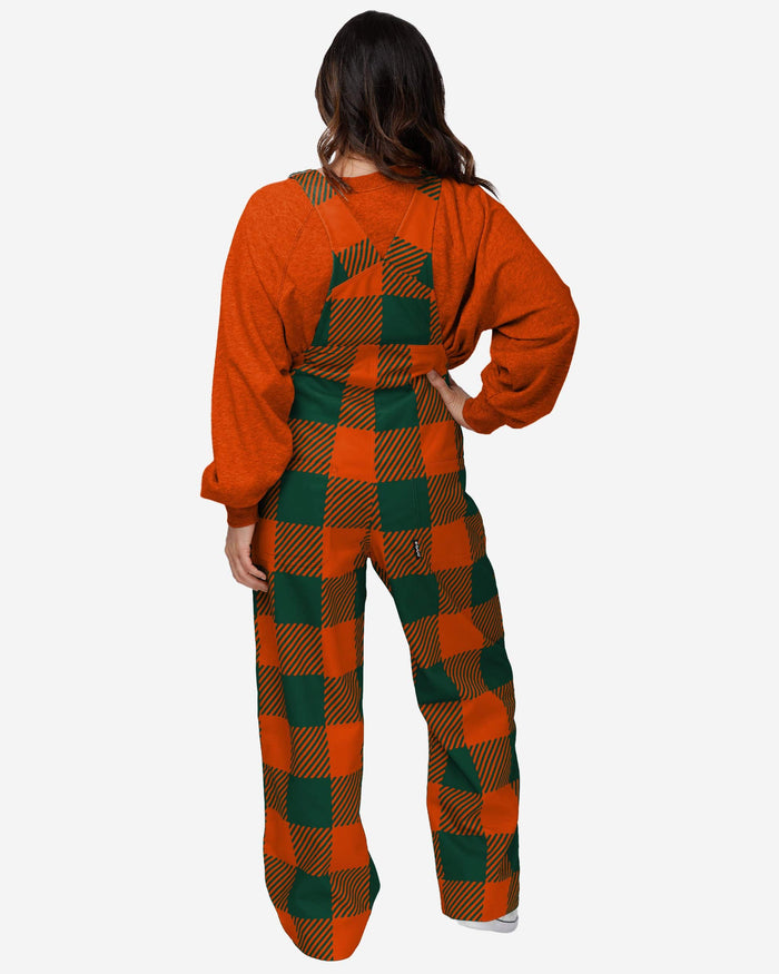 Miami Hurricanes Womens Plaid Bib Overalls FOCO - FOCO.com