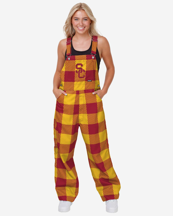 USC Trojans Womens Plaid Bib Overalls FOCO XS - FOCO.com