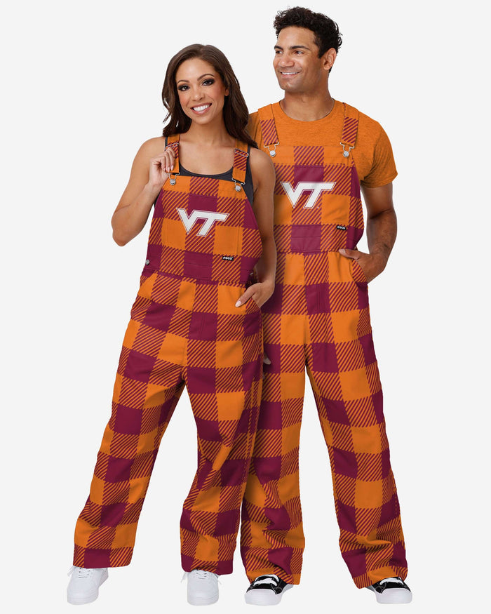 Virginia Tech Hokies Womens Plaid Bib Overalls FOCO - FOCO.com