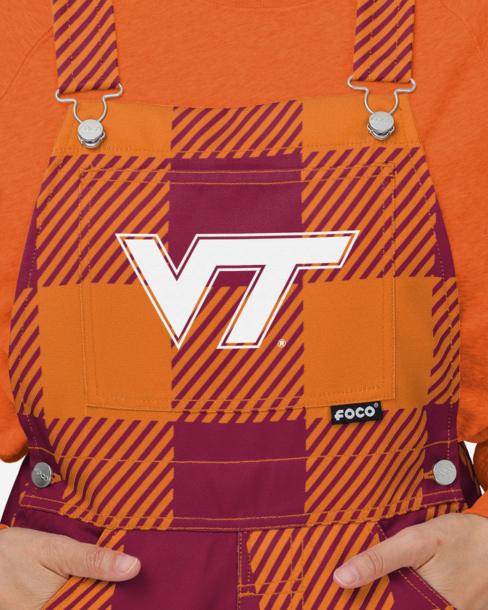 Virginia Tech Hokies Womens Plaid Bib Overalls FOCO - FOCO.com