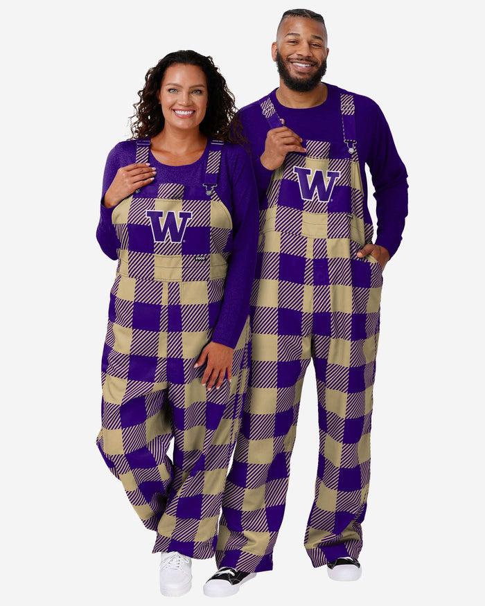 Washington Huskies Womens Plaid Bib Overalls FOCO - FOCO.com