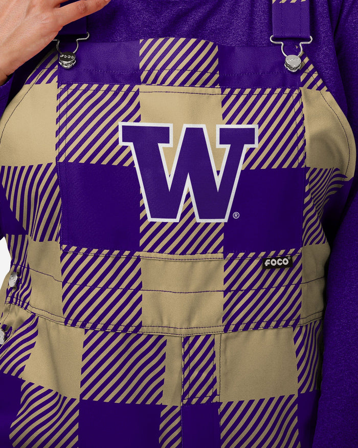 Washington Huskies Womens Plaid Bib Overalls FOCO - FOCO.com