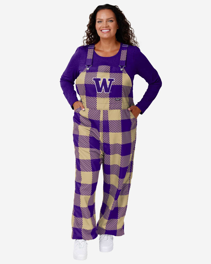 Washington Huskies Womens Plaid Bib Overalls FOCO XS - FOCO.com