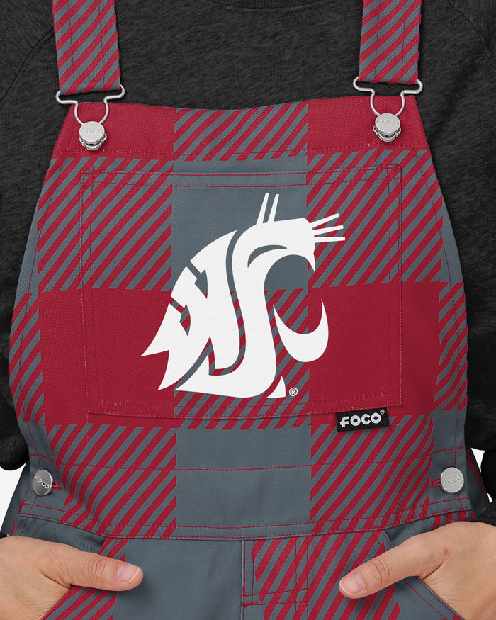 Washington State Cougars Womens Plaid Bib Overalls FOCO - FOCO.com