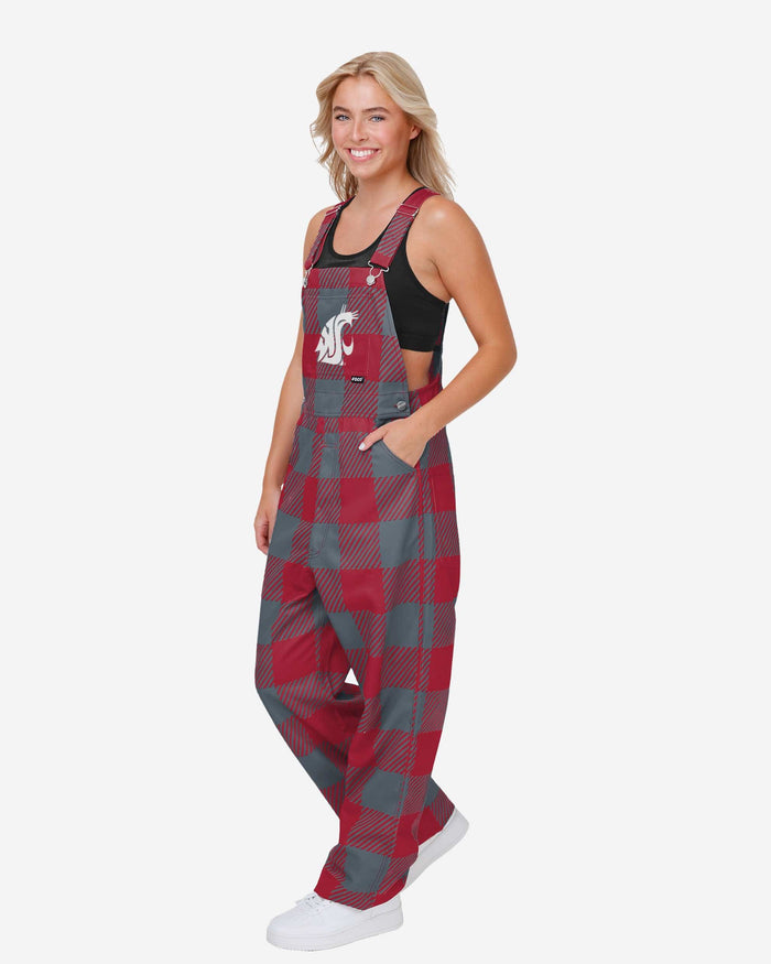 Washington State Cougars Womens Plaid Bib Overalls FOCO XS - FOCO.com