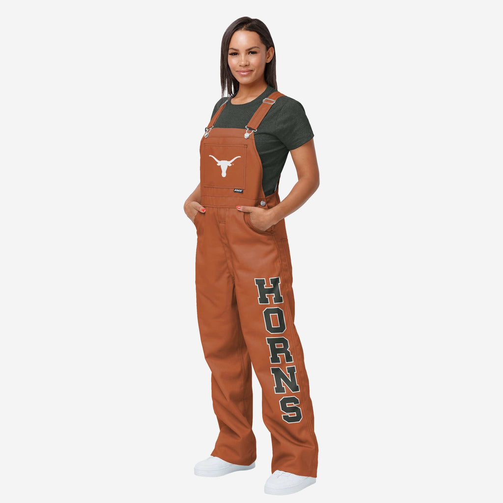 Texas Longhorns Womens Big Logo Bib Overalls FOCO XS - FOCO.com