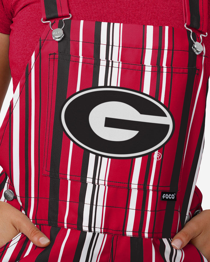 Georgia Bulldogs Womens Hyper Stripe Bib Overalls FOCO - FOCO.com