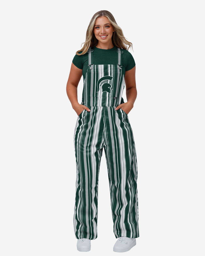 Michigan State Spartans Womens Hyper Stripe Bib Overalls FOCO XS - FOCO.com