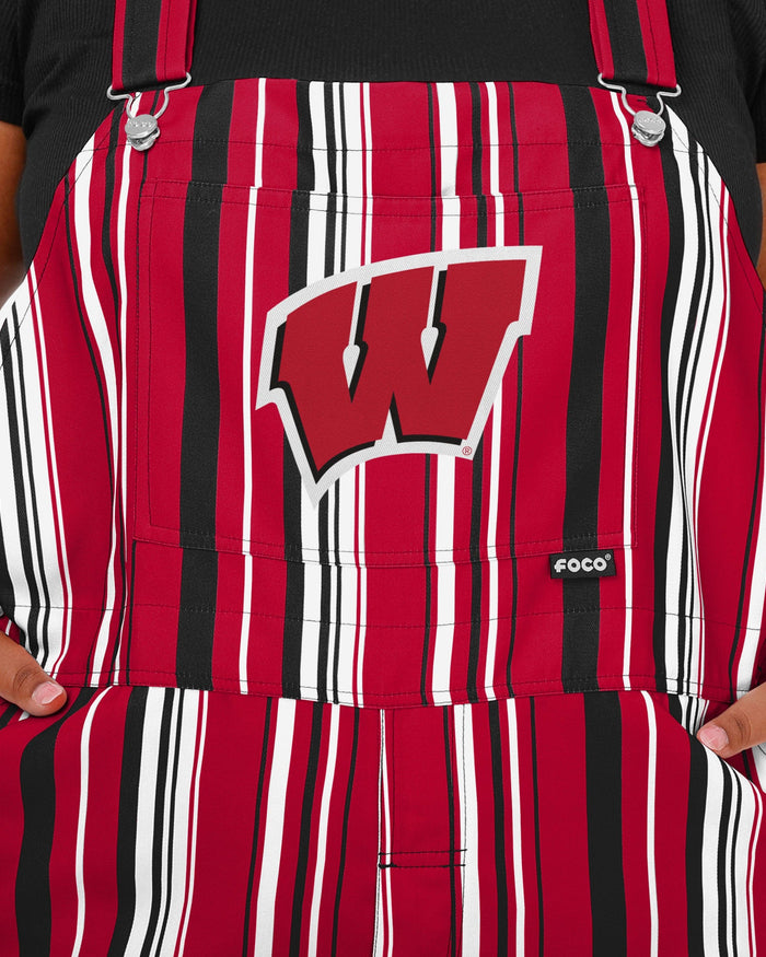 Wisconsin Badgers Womens Hyper Stripe Bib Overalls FOCO - FOCO.com
