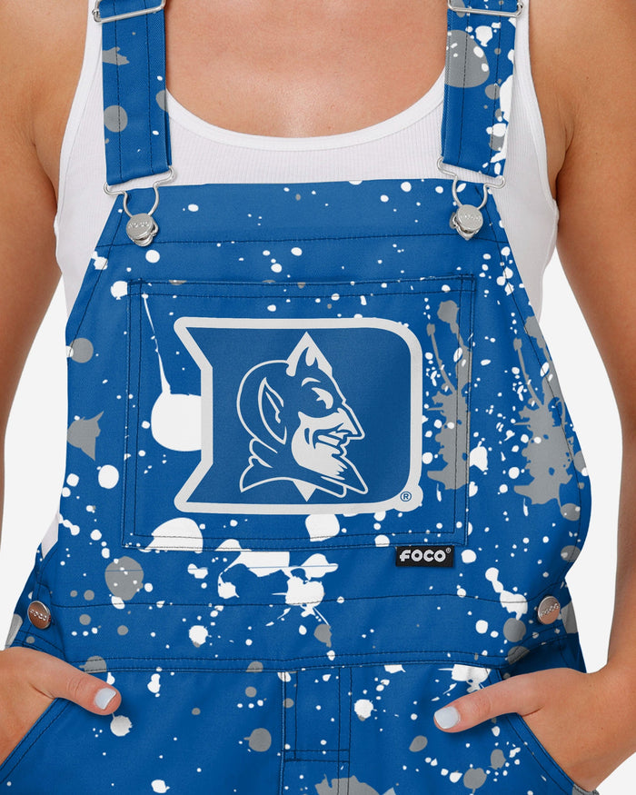 Duke Blue Devils Womens Paint Splatter Bib Overalls FOCO - FOCO.com