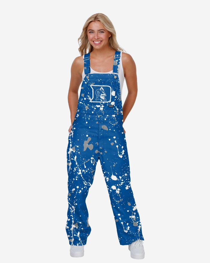 Duke Blue Devils Womens Paint Splatter Bib Overalls FOCO XS - FOCO.com