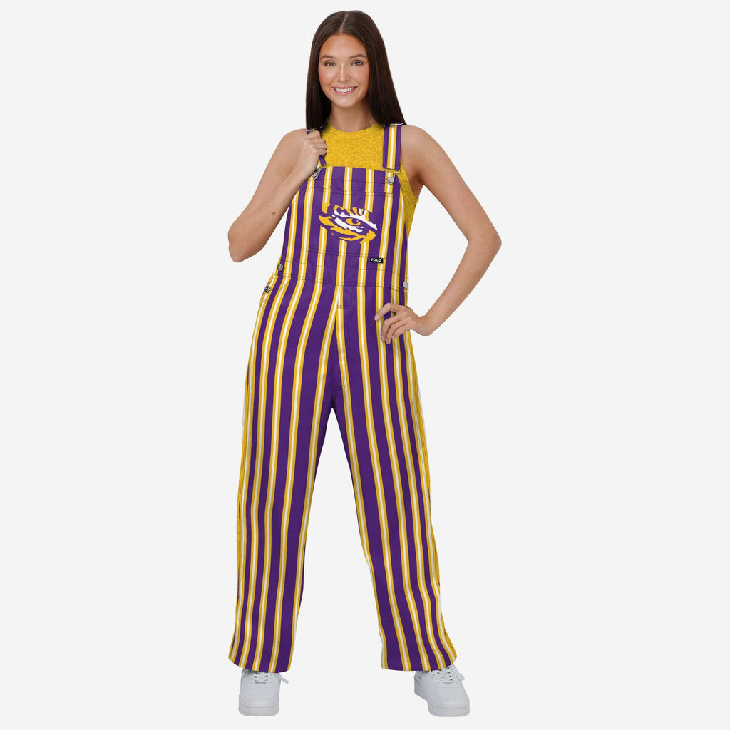 LSU Tigers Womens Sideline Spirit Bib Overalls FOCO XS - FOCO.com