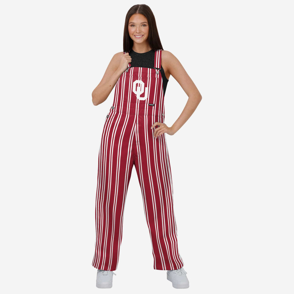 Oklahoma Sooners Womens Sideline Spirit Bib Overalls FOCO XS - FOCO.com