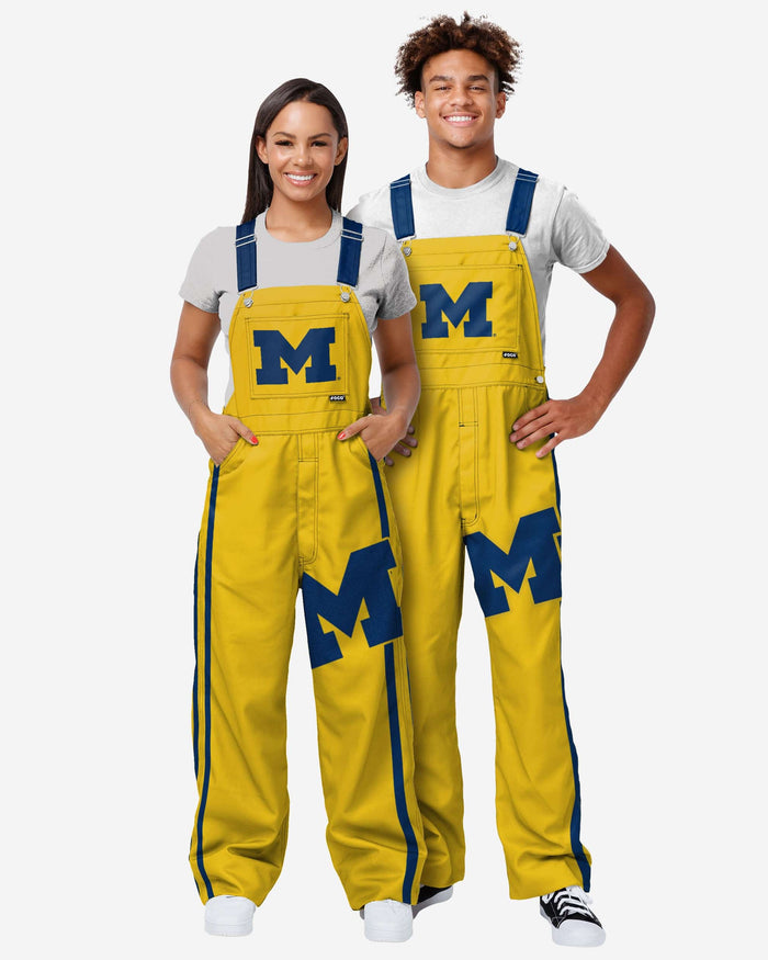 Michigan Wolverines Womens Team Stripe Bib Overalls FOCO - FOCO.com