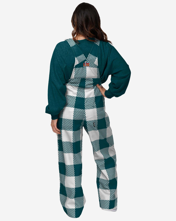 Philadelphia Eagles Super Bowl LIX Champions Womens Plaid Bib Overalls FOCO - FOCO.com