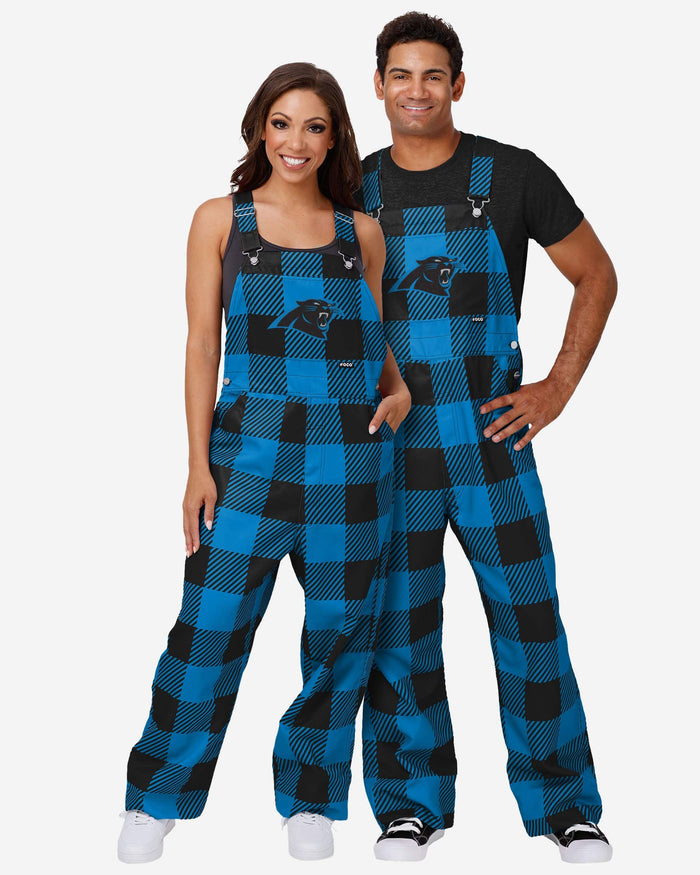 Carolina Panthers Womens Plaid Bib Overalls FOCO - FOCO.com