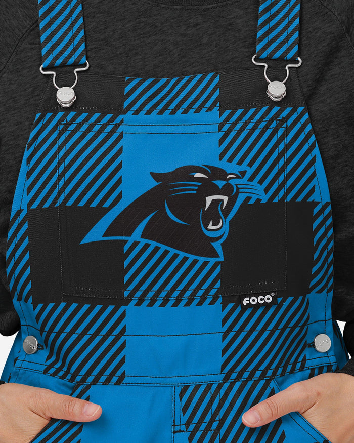 Carolina Panthers Womens Plaid Bib Overalls FOCO - FOCO.com