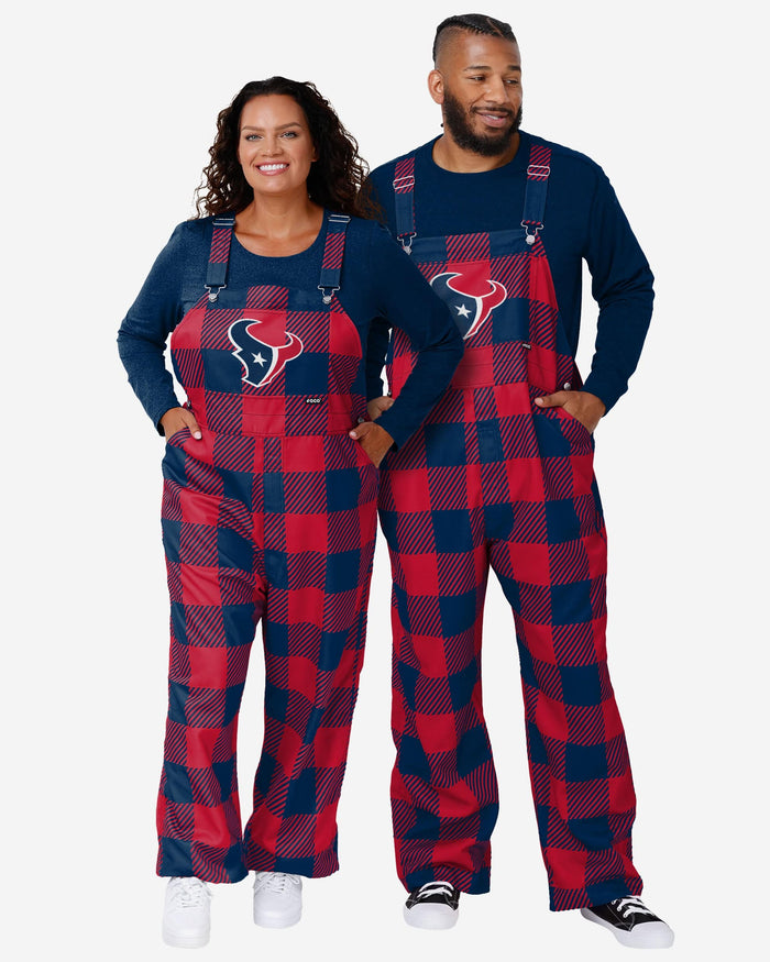 Houston Texans Womens Plaid Bib Overalls FOCO - FOCO.com