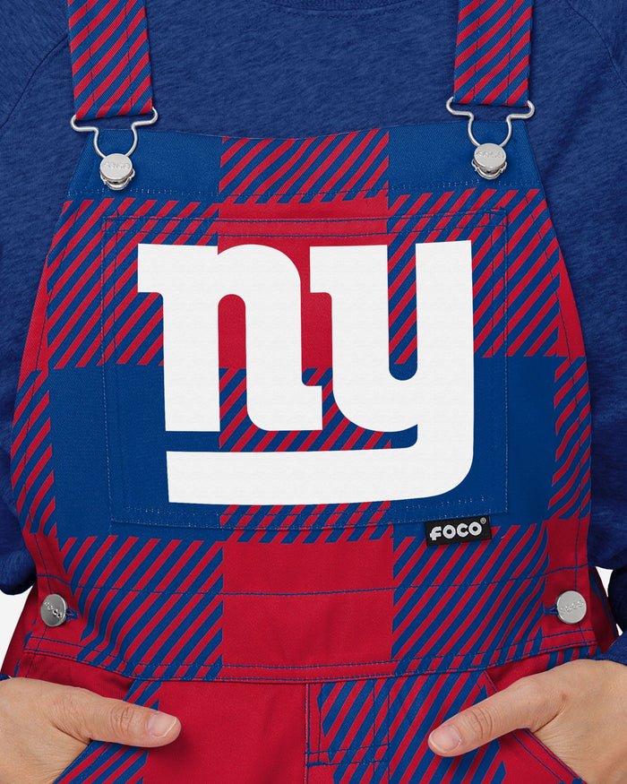 New York Giants Womens Plaid Bib Overalls FOCO - FOCO.com