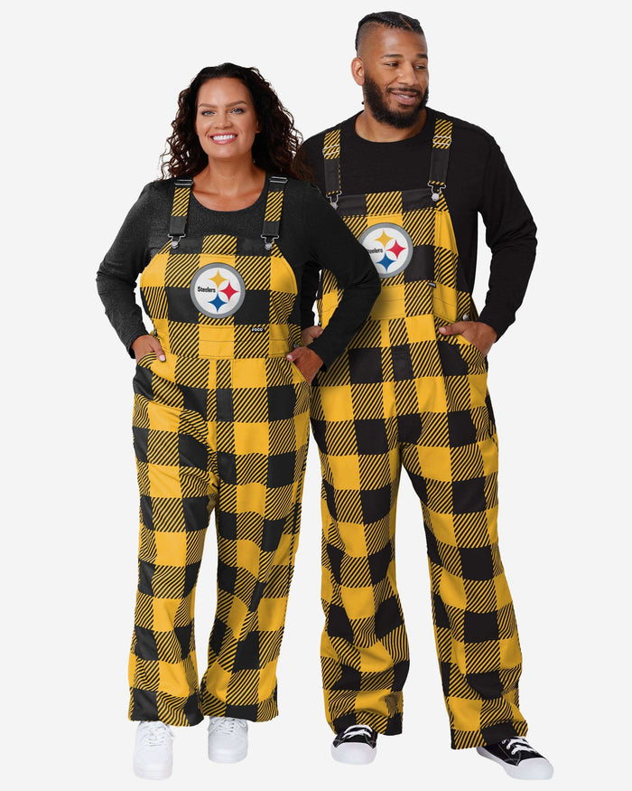 Pittsburgh Steelers Womens Plaid Bib Overalls FOCO - FOCO.com