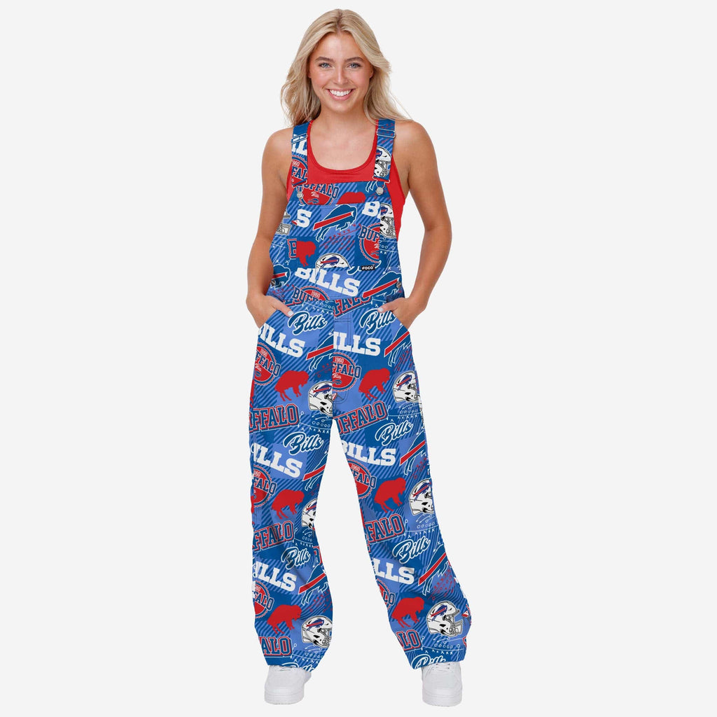 Buffalo Bills Womens Historic Print Bib Overalls FOCO XS - FOCO.com