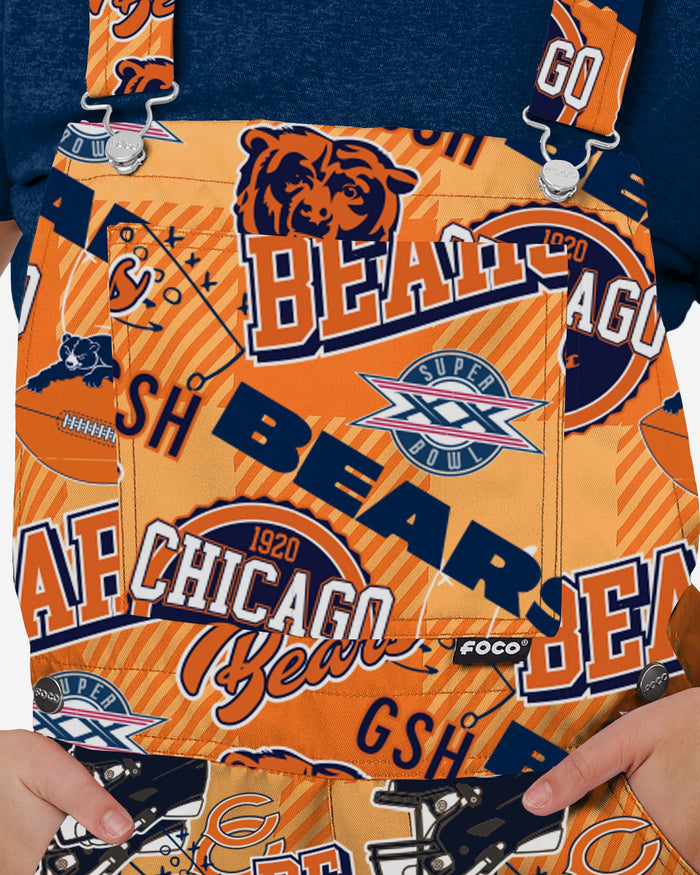 Chicago Bears Womens Historic Print Bib Overalls FOCO - FOCO.com