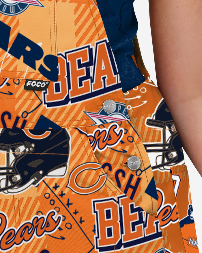 Chicago Bears Womens Historic Print Bib Overalls FOCO - FOCO.com