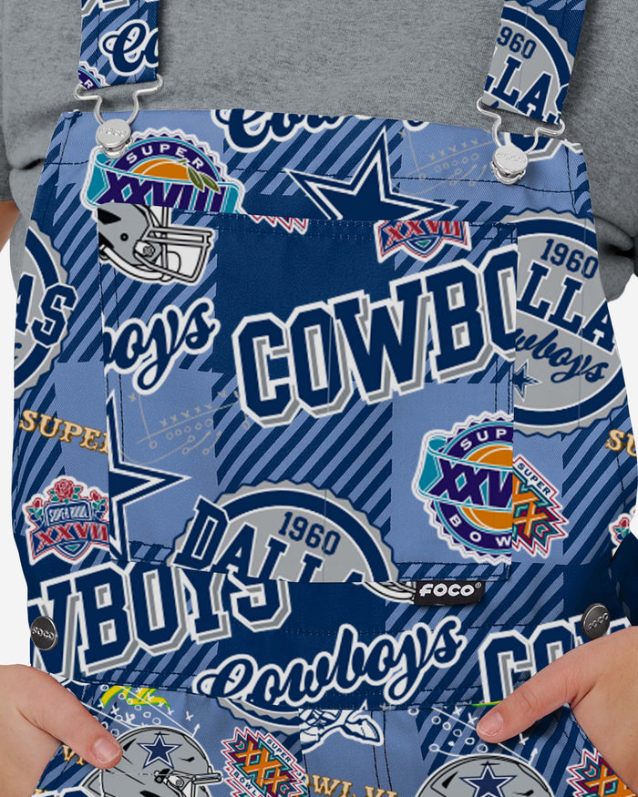 Dallas Cowboys Womens Historic Print Bib Overalls FOCO - FOCO.com