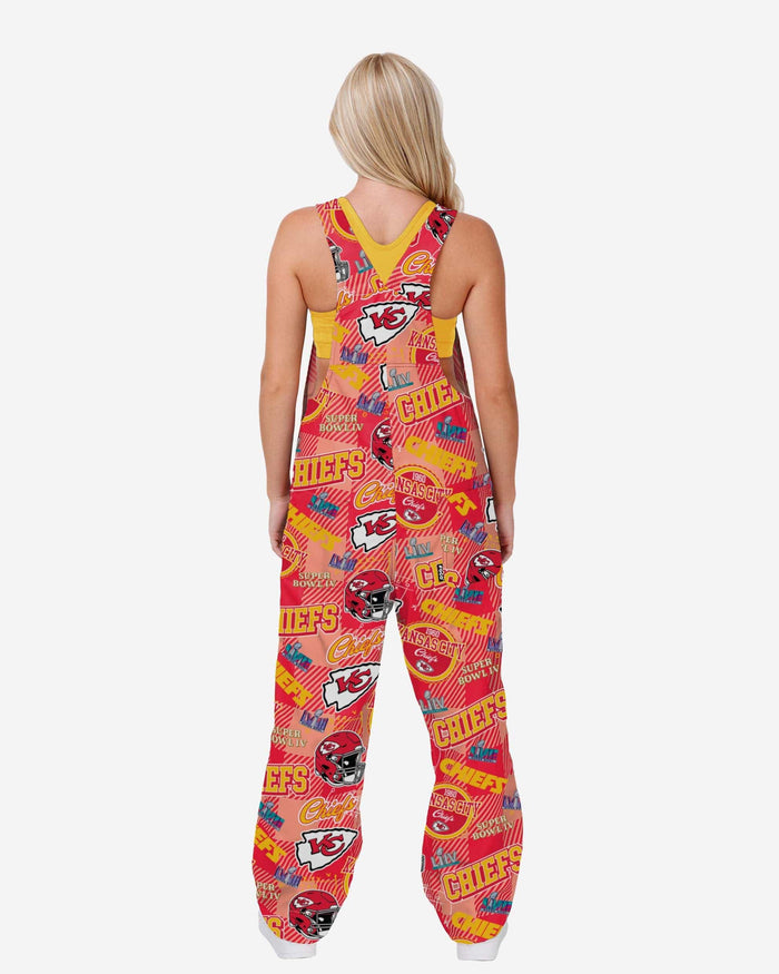 Kansas City Chiefs Womens Historic Print Bib Overalls FOCO - FOCO.com