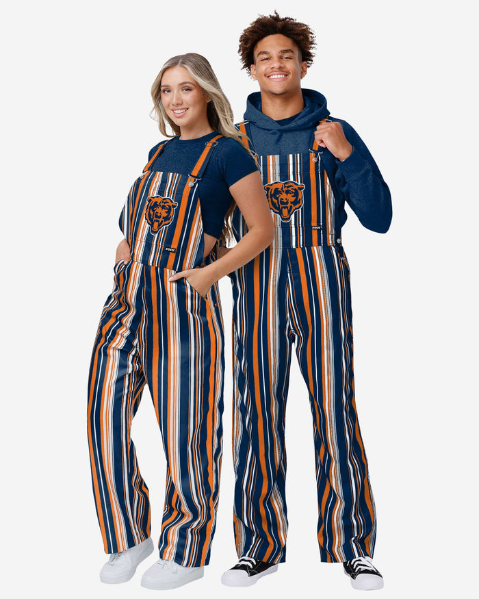 Chicago Bears Womens Hyper Stripe Bib Overalls FOCO - FOCO.com