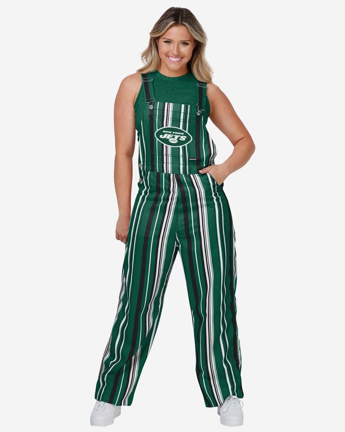 New York Jets Womens Hyper Stripe Bib Overalls FOCO XS - FOCO.com