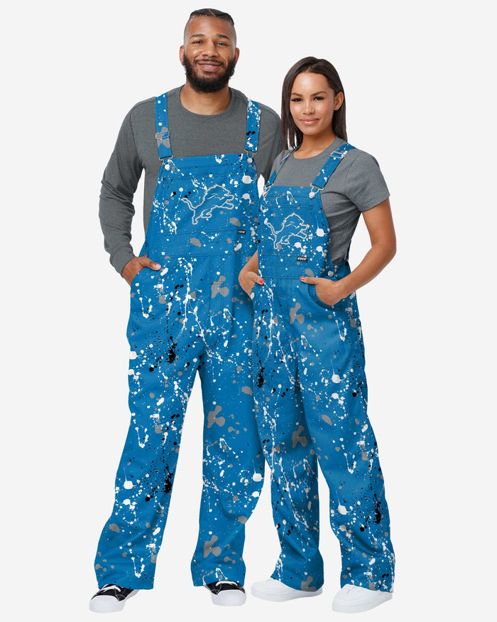 Detroit Lions Womens Paint Splatter Bib Overalls FOCO - FOCO.com