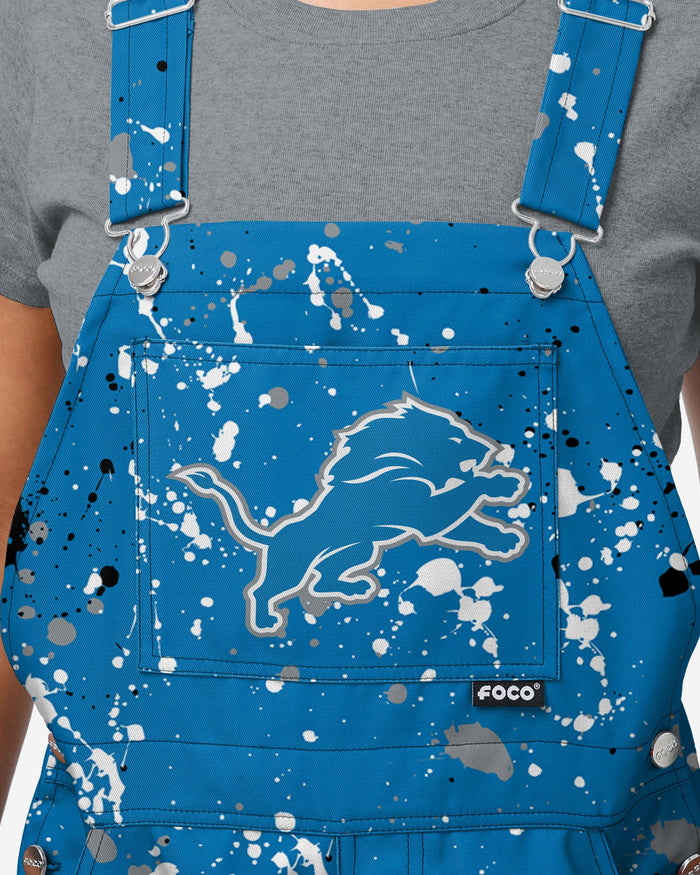 Detroit Lions Womens Paint Splatter Bib Overalls FOCO - FOCO.com