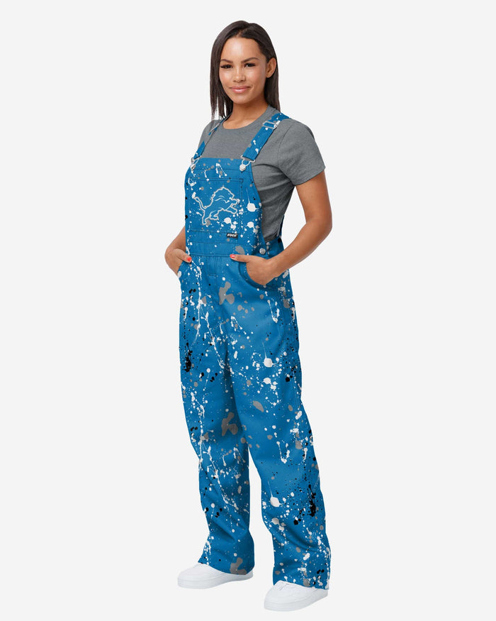 Detroit Lions Womens Paint Splatter Bib Overalls FOCO XS - FOCO.com