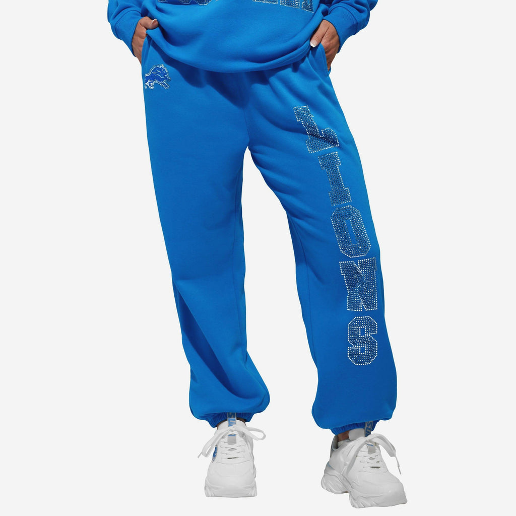 Detroit Lions Womens Big Wordmark Rhinestone Sweatpants FOCO S - FOCO.com