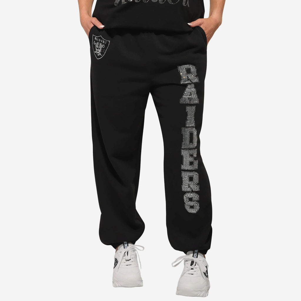 Las Vegas Raiders Womens Big Wordmark Rhinestone Sweatpants FOCO S - FOCO.com
