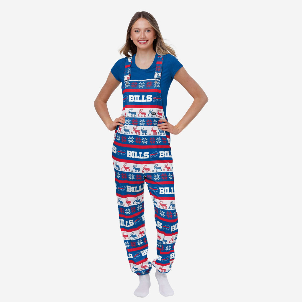 Buffalo Bills Womens Ugly Home Gating Bib Overalls FOCO XS - FOCO.com