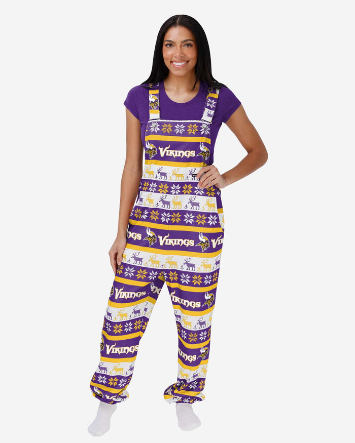 Minnesota Vikings Womens Ugly Home Gating Bib Overalls FOCO XS - FOCO.com