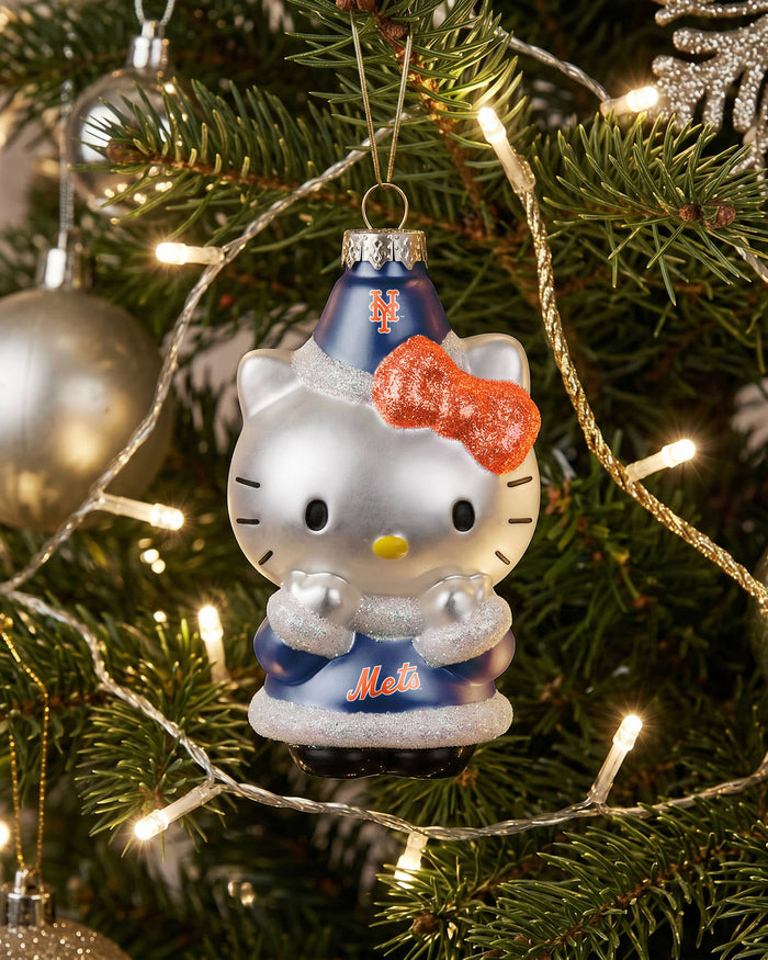 New York Mets Hello Kitty® Glitter Ornament FOCO - FOCO.com