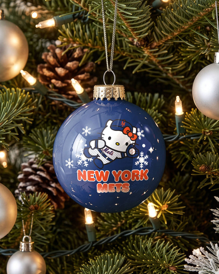 New York Mets Hello Kitty® Glass Ball Ornament FOCO - FOCO.com
